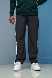 Triple-Stripe Street Baggy Track Pants for Men – Gym & Daily Wear -Dark Grey
